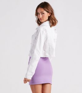 New Fave Distressed Cropped Denim Jacket sold by Windsor