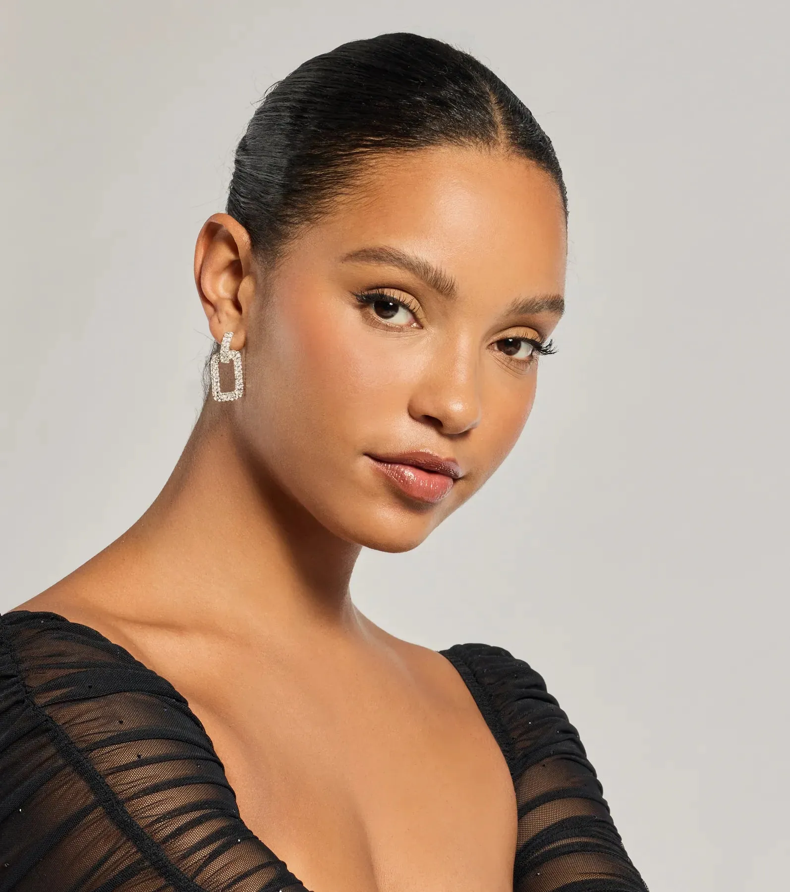 Luxe Shine Rhinestone Square-Shaped Drop Earrings sold by Windsor product image thumbnail 2