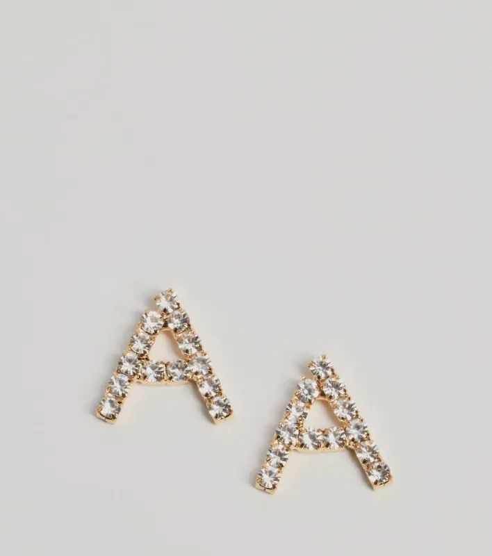 A Initial Rhinestone Stud Earrings sold by Windsor