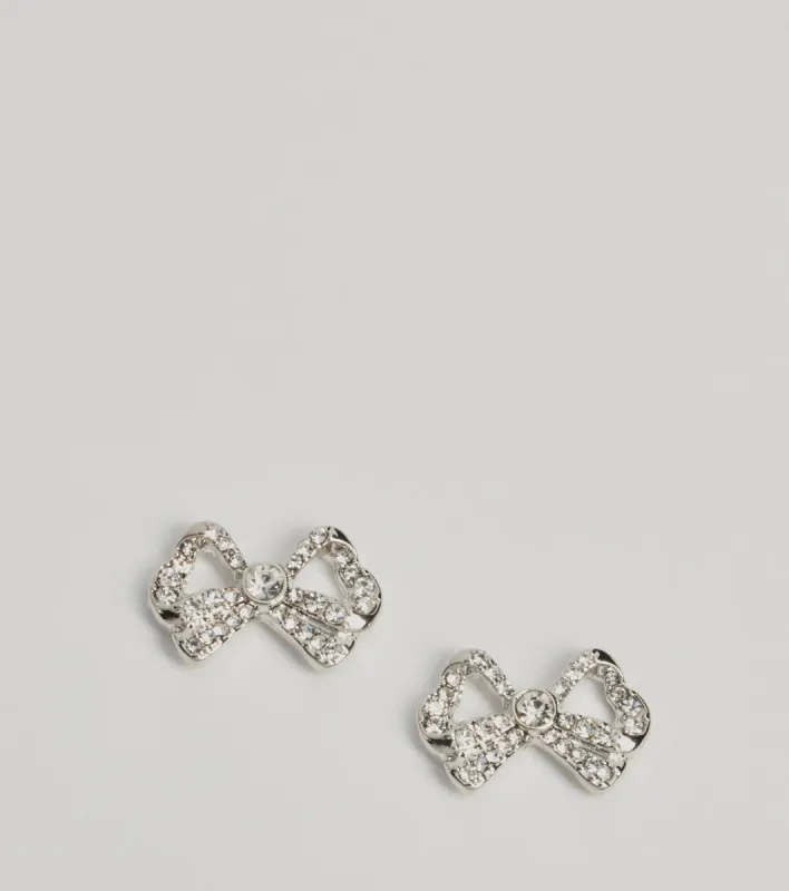 Gift Of Glam Rhinestone Bow Stud Earrings sold by Windsor