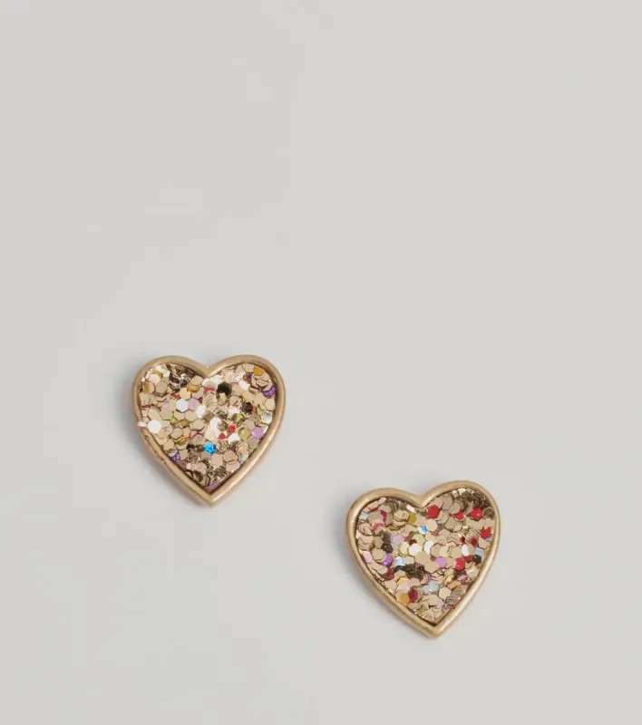 Glitzy Fab Glitter Heart Stud Earrings sold by Windsor