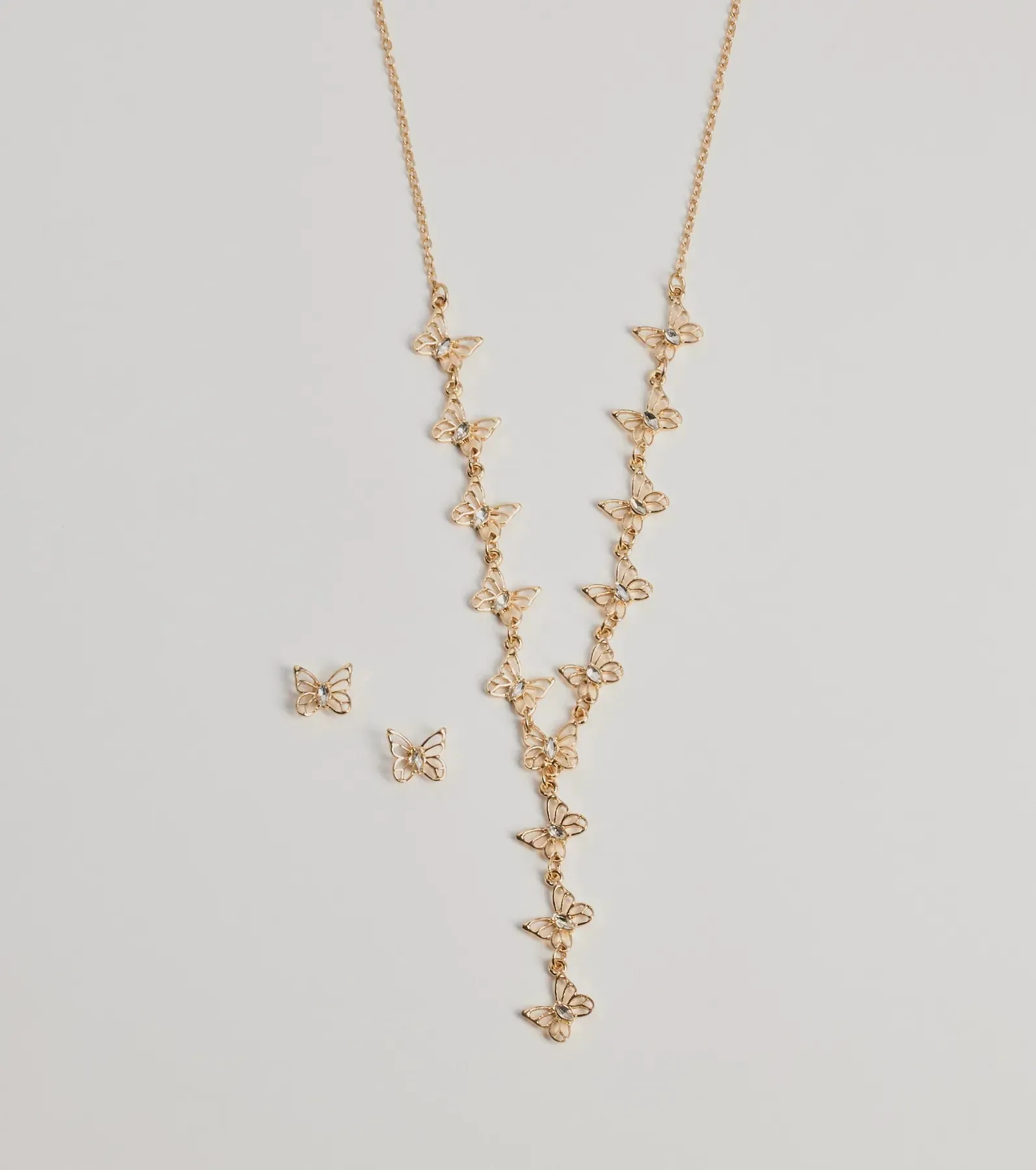 Glitzy Rhinestone Butterfly Necklace And Earrings Set sold by Windsor product image thumbnail 2