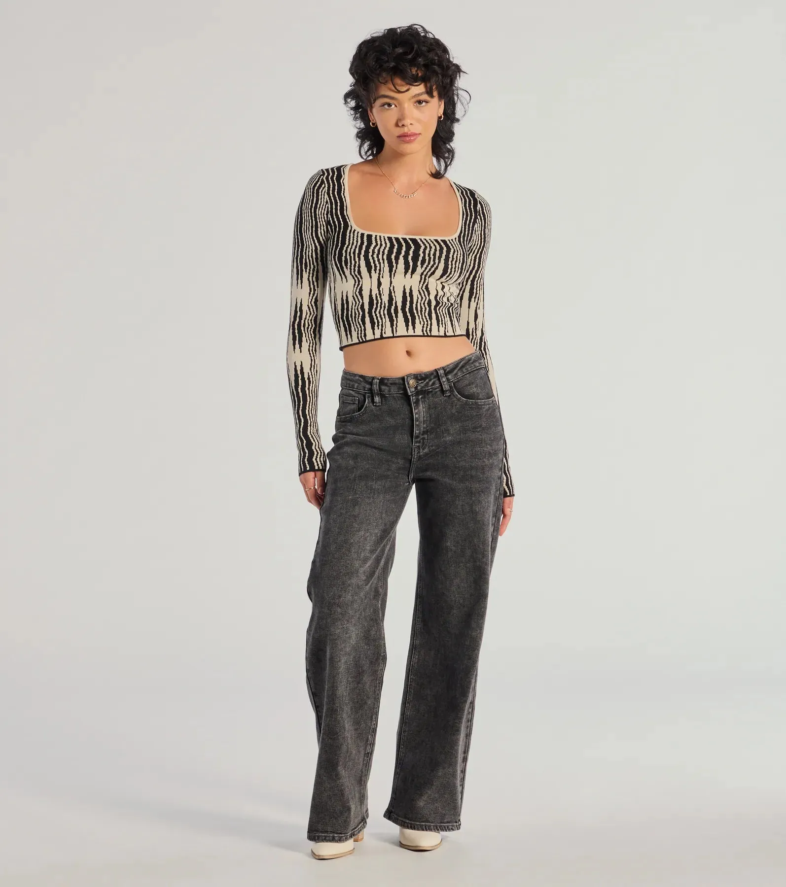 Bold Chic Abstract Striped Knit Long Sleeve Top sold by Windsor product image thumbnail 3