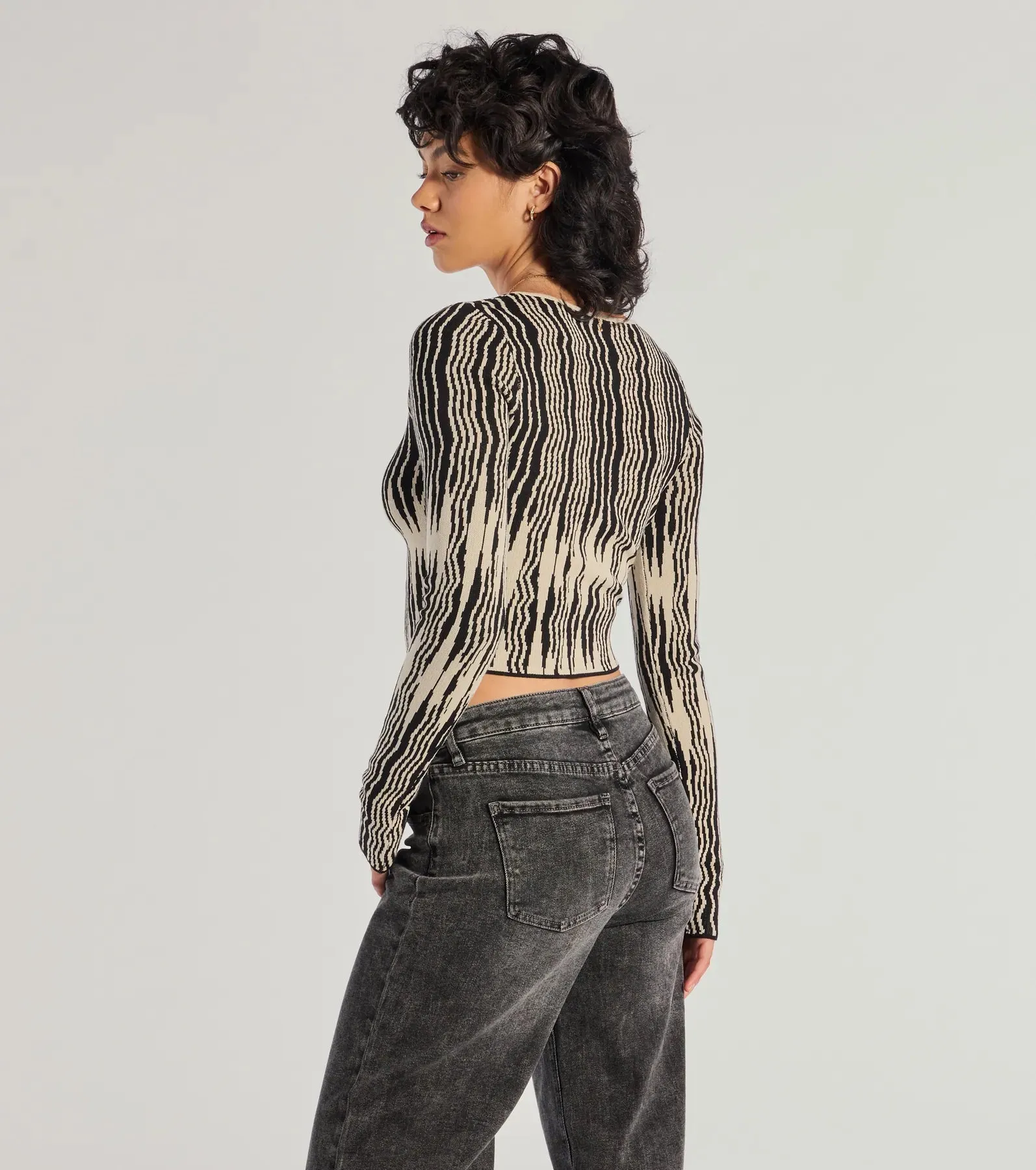 Bold Chic Abstract Striped Knit Long Sleeve Top sold by Windsor product image thumbnail 2
