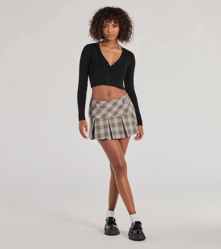 Plaid Charm Pleated Drop Waist Skort sold by Windsor
