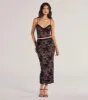 Luxe Touch Flocked Velvet Midi Skirt sold by Windsor