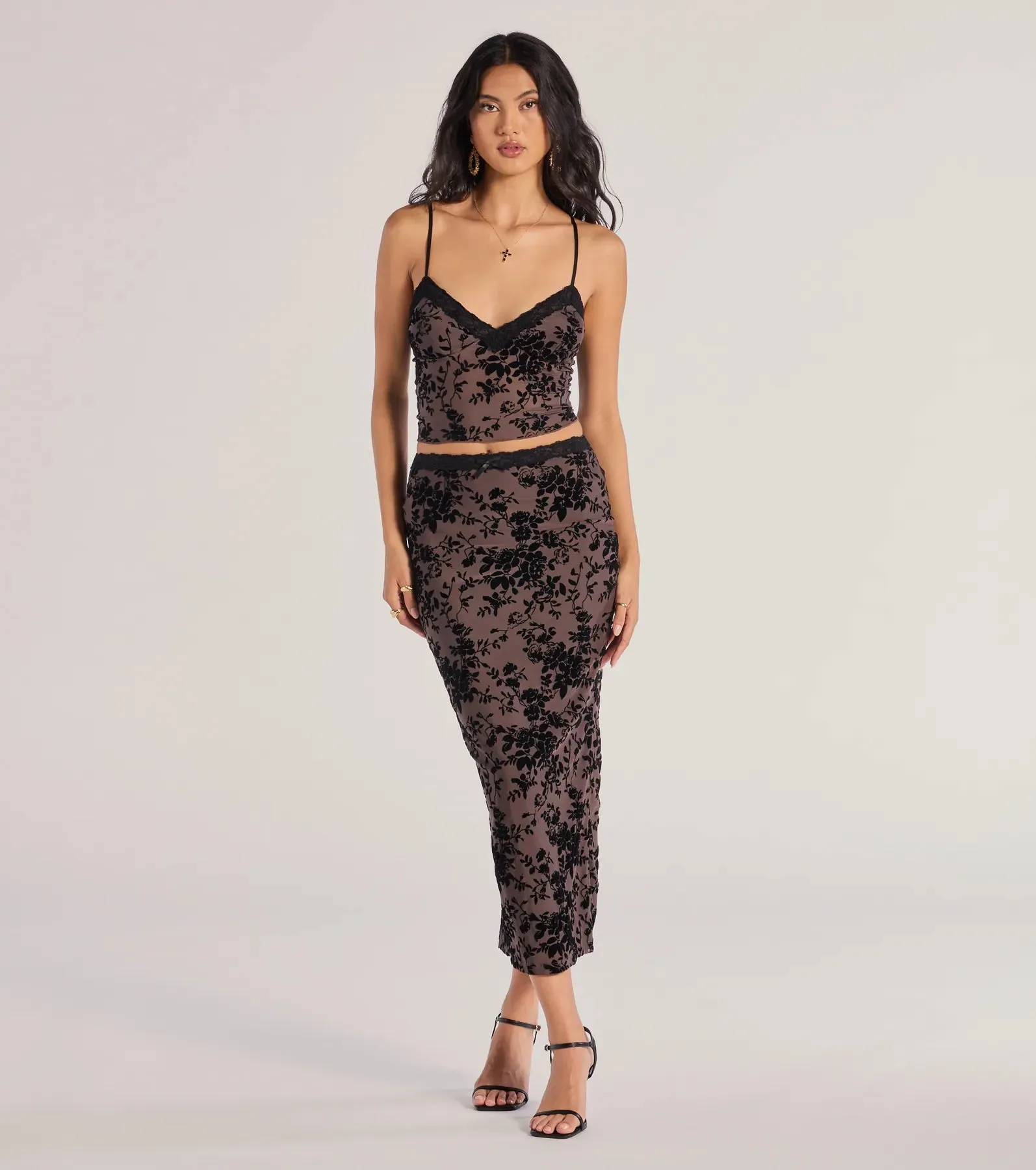 Luxe Touch Flocked Velvet Crop Top sold by Windsor product image thumbnail 3