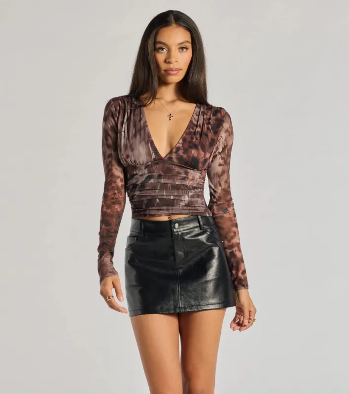 Sassy Style Leopard Print Mesh Long Sleeve Top sold by Windsor