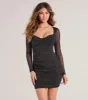 All About The Glitz Glitter Mesh Long Sleeve Mini Dress sold by Windsor