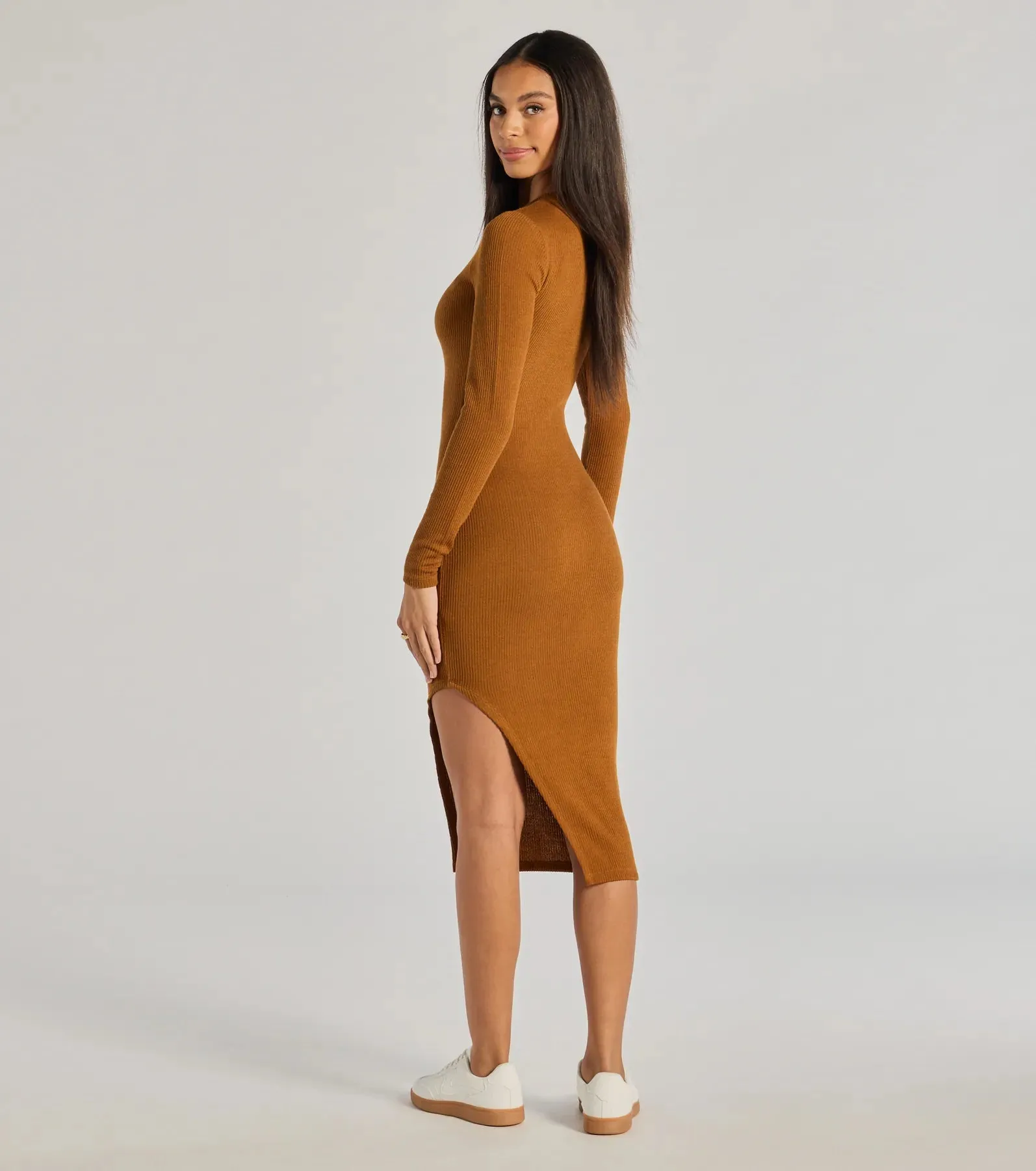 All Things Cozy High Slit Knit Midi Dress sold by Windsor product image thumbnail 2