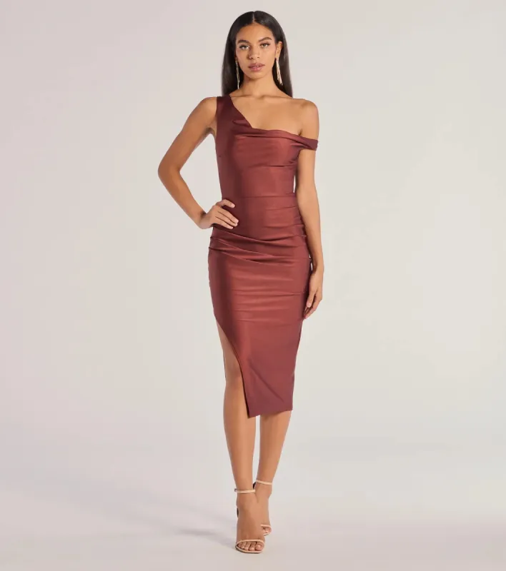 Iconic Silhouette Off-Shoulder High Slit Midi Dress sold by Windsor