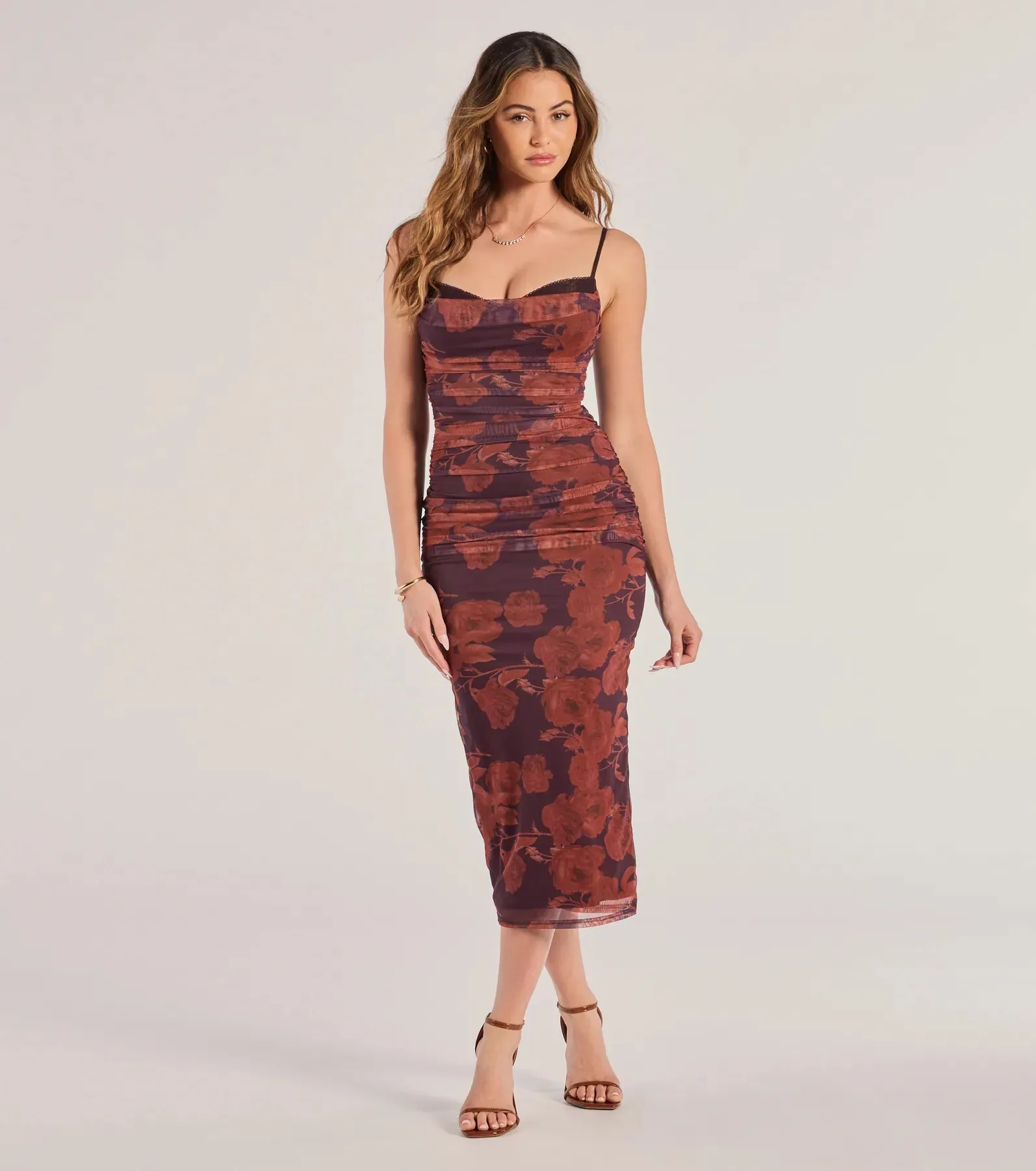 Petal Perfection Floral Ruched Midi Dress sold by Windsor