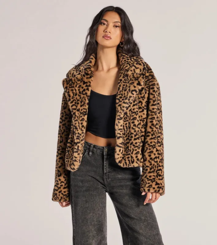 Luxe Glam Leopard Print Faux Fur Jacket sold by Windsor