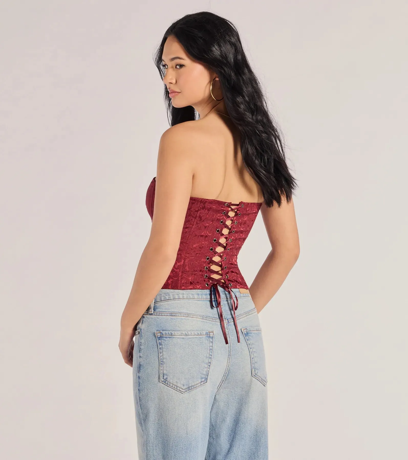 Chic Status Brocade Satin Strapless Corset Top sold by Windsor product image thumbnail 2