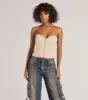Chic Status Brocade Satin Strapless Corset Top sold by Windsor