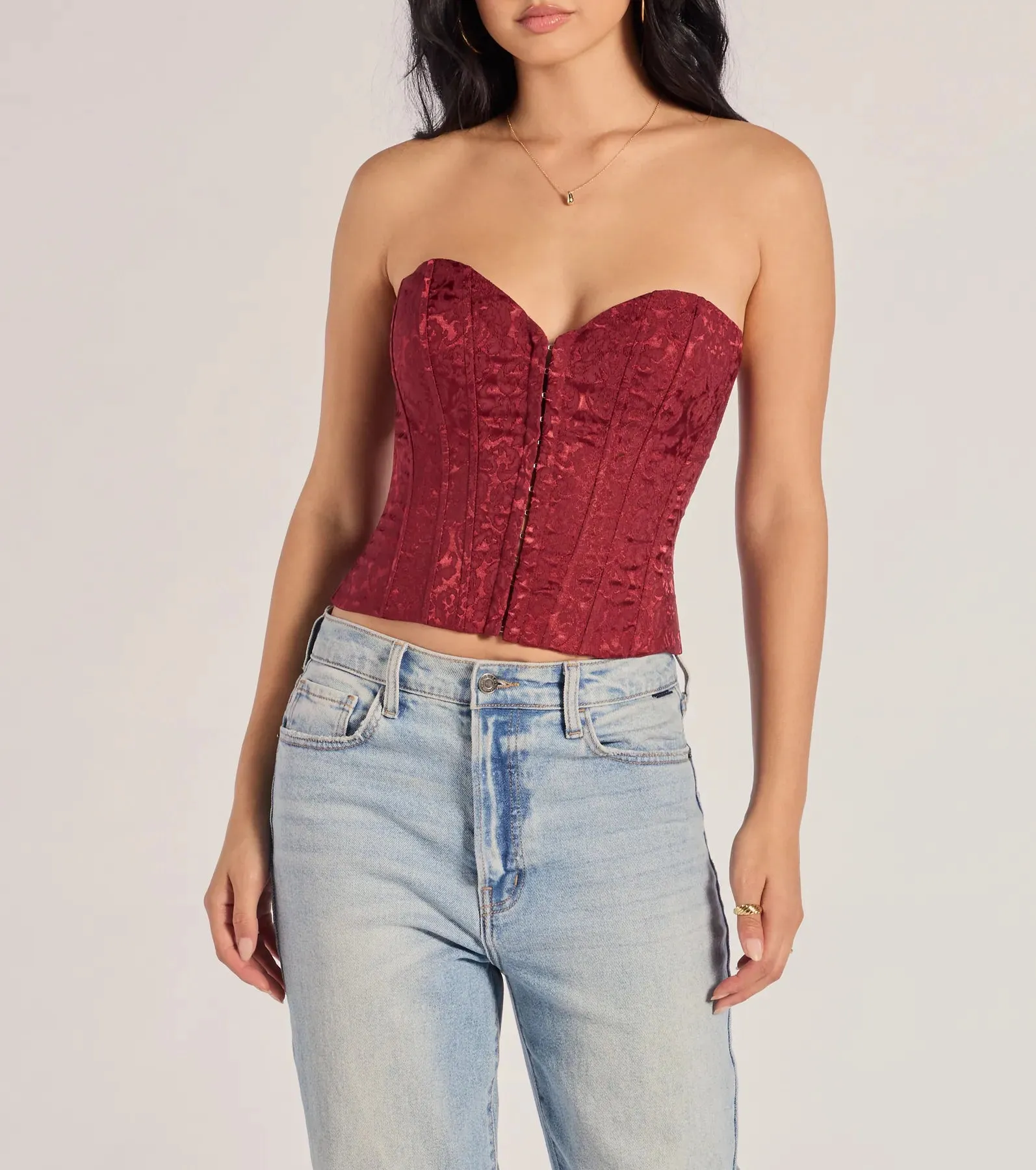 Chic Status Brocade Satin Strapless Corset Top sold by Windsor product image thumbnail 3