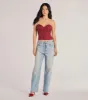 Chic Status Brocade Satin Strapless Corset Top sold by Windsor