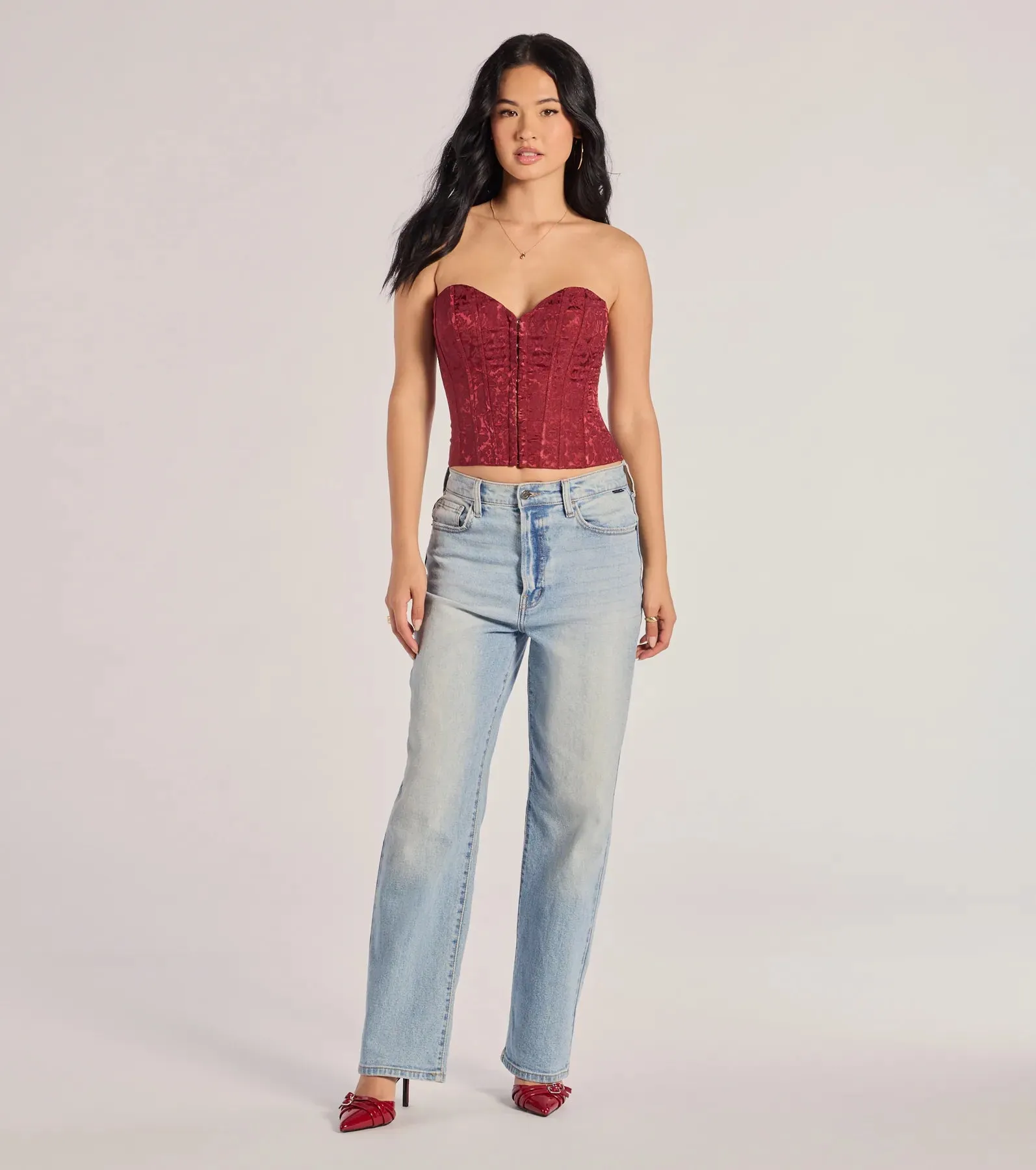 Chic Status Brocade Satin Strapless Corset Top sold by Windsor product image thumbnail 4