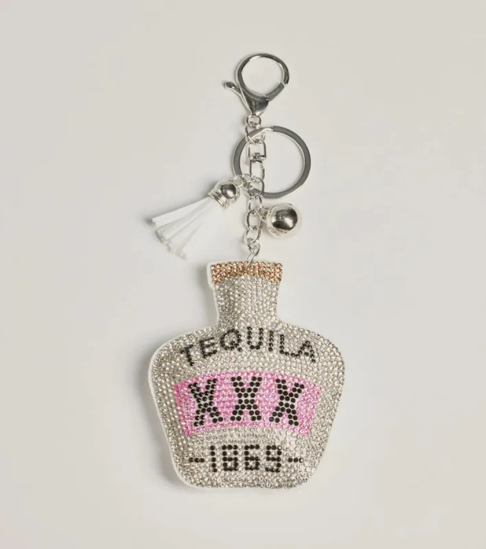 Glitzy Rhinestone Tequila Bottle Bag Charm sold by Windsor