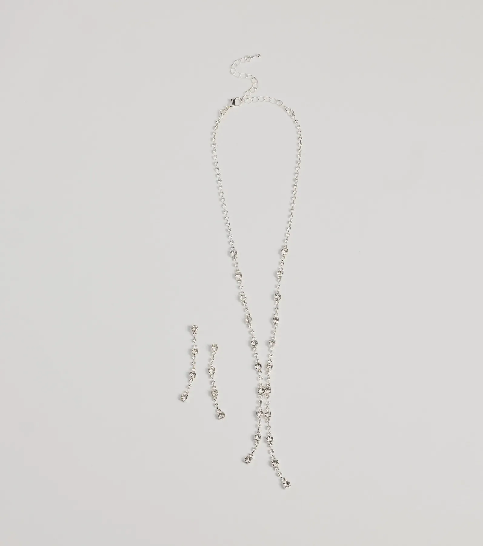 Glam Shine Rhinestone Lariat Necklace Set sold by Windsor