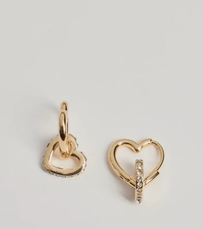 So Sweet Rhinestone Heart Huggie Earrings sold by Windsor