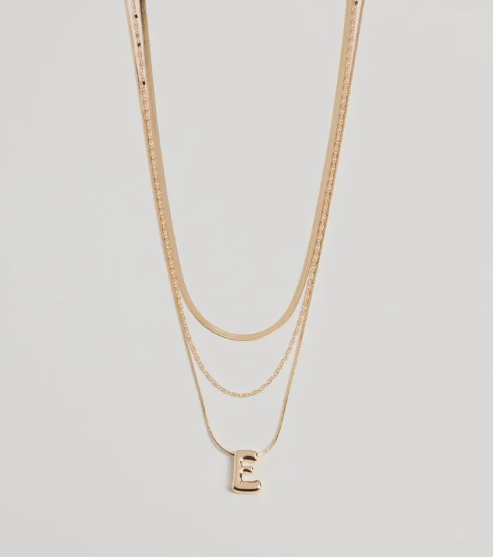 E Initial Layered Bubble Necklace sold by Windsor