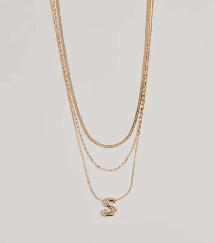 S Initial Layered Bubble Necklace sold by Windsor
