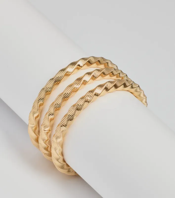 Trendy Twisted Metal Three-Pack Bracelet Set sold by Windsor