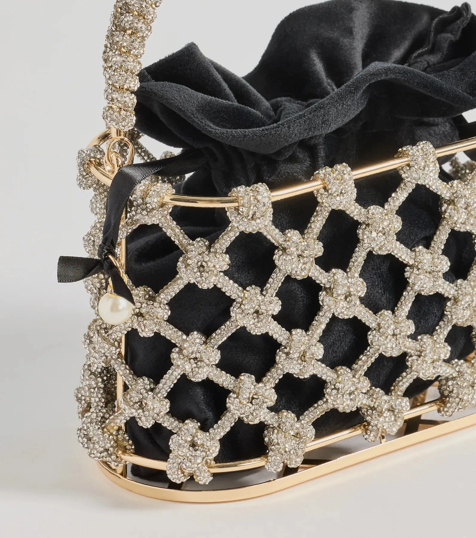 Sparkling Touch Rhinestone Cage Bucket Handbag sold by Windsor product image thumbnail 2