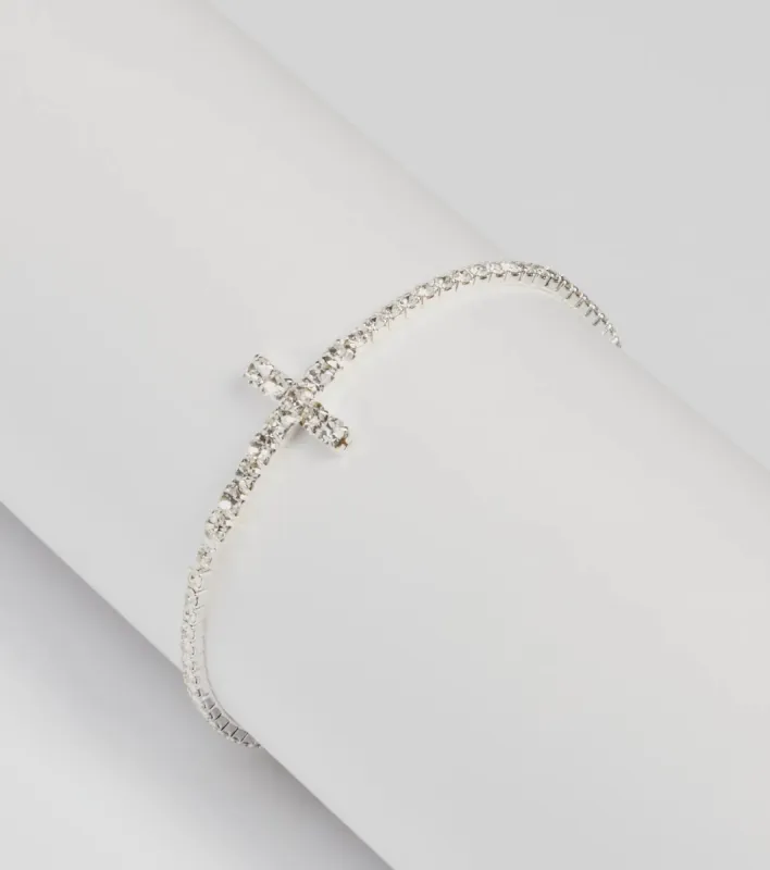 Glitzy Sparkle Rhinestone Cross Bracelet sold by Windsor