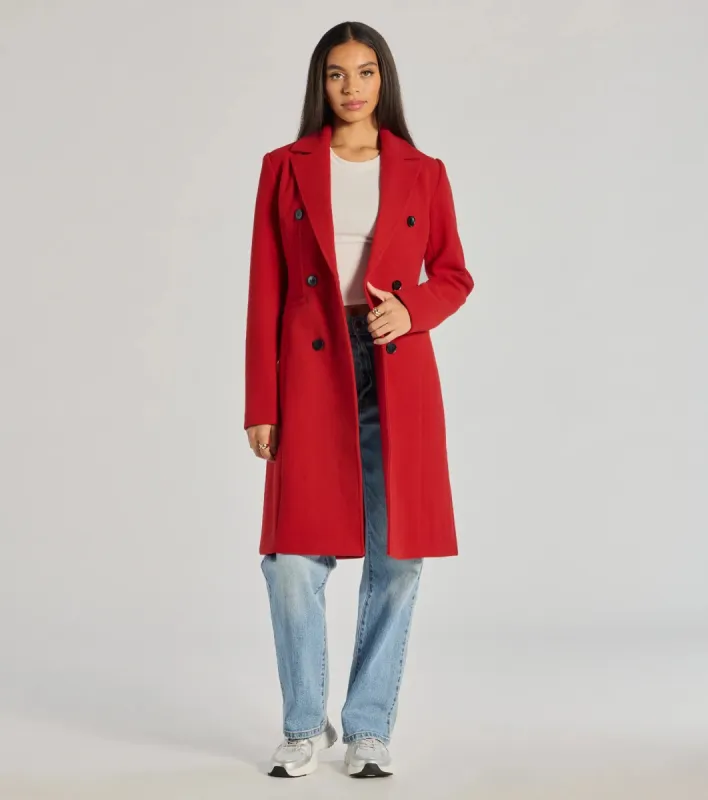 Sophisticated Layers Double-Breasted Faux Wool Trench Coat sold by Windsor