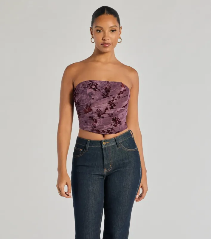 Floral Passion Ruched Cropped Corset Top sold by Windsor