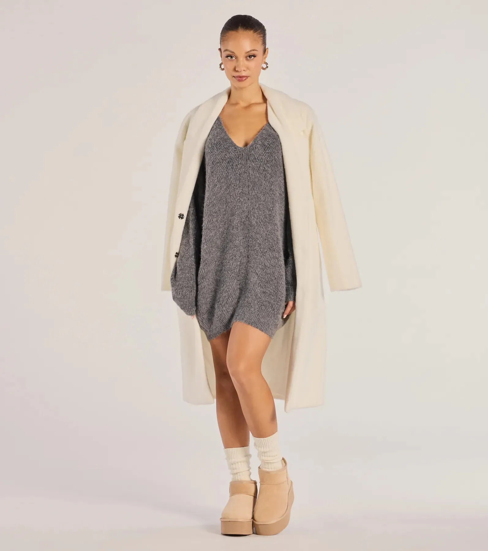 Effortless And Cozy Knit Long Sleeve Oversized Sweater sold by Windsor product image thumbnail 4