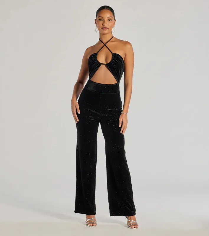 Here To Party Glitter Knit Cutout Jumpsuit sold by Windsor
