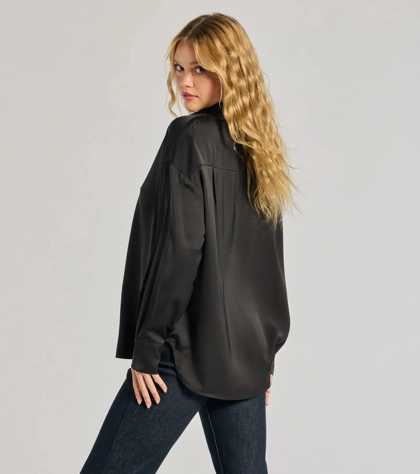 Always Chic Satin Button-Down Long Sleeve Top sold by Windsor product image thumbnail 2