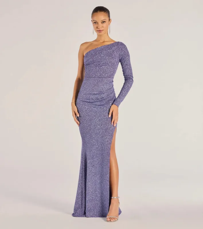 Arianne One-Shoulder Glitter Mermaid Dress sold by Windsor