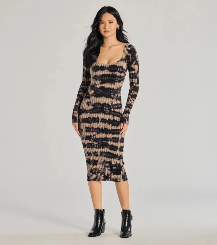 Cosmic Chic Tie-Dye Knit Midi Dress sold by Windsor
