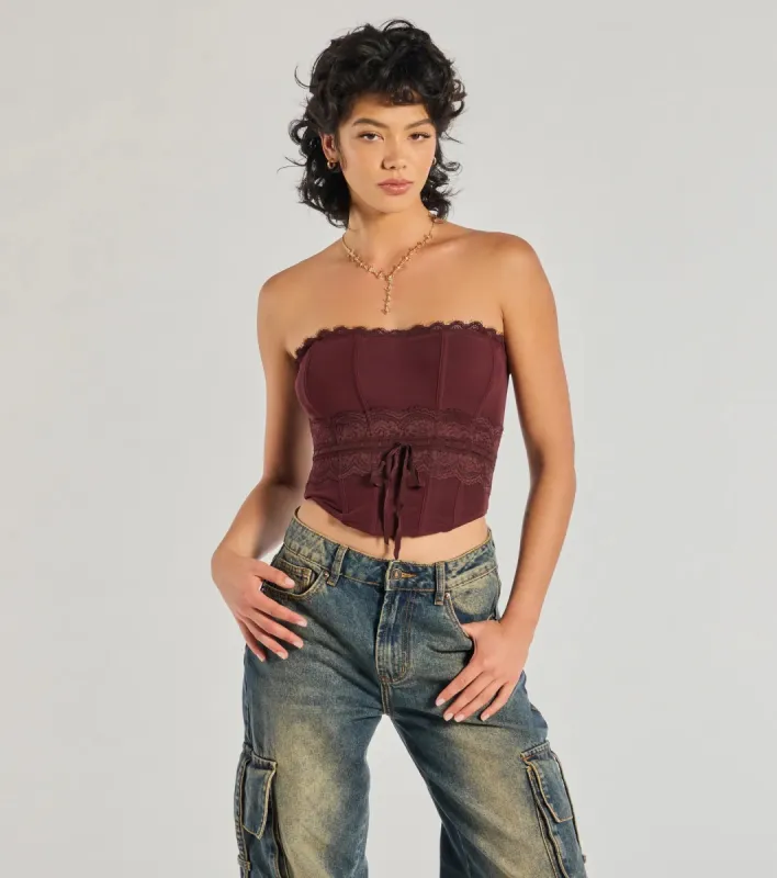 Chic Attitude Lace Trim Mesh Corset Top sold by Windsor