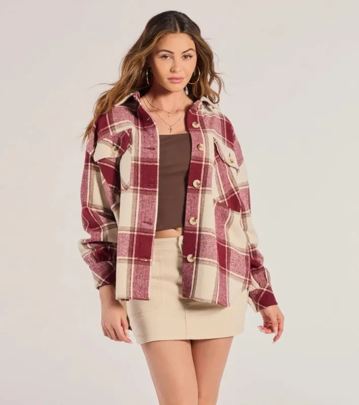 Comfy Cozy Vibes Plaid Woven Oversized Shacket sold by Windsor