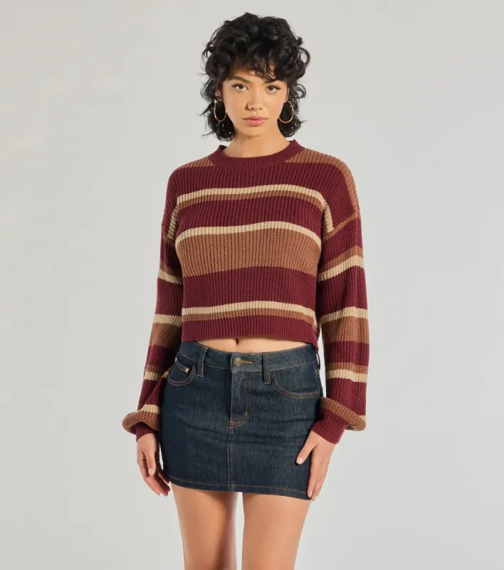 Preppy Style Striped Knit Crew Neck Sweater sold by Windsor