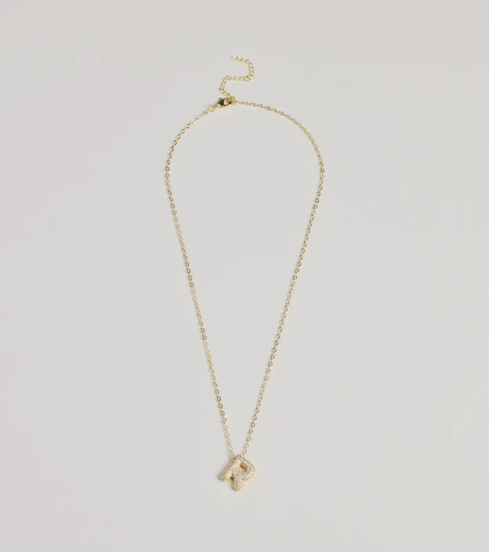 Bubble Letter Monogram Rhinestone Necklace sold by Windsor