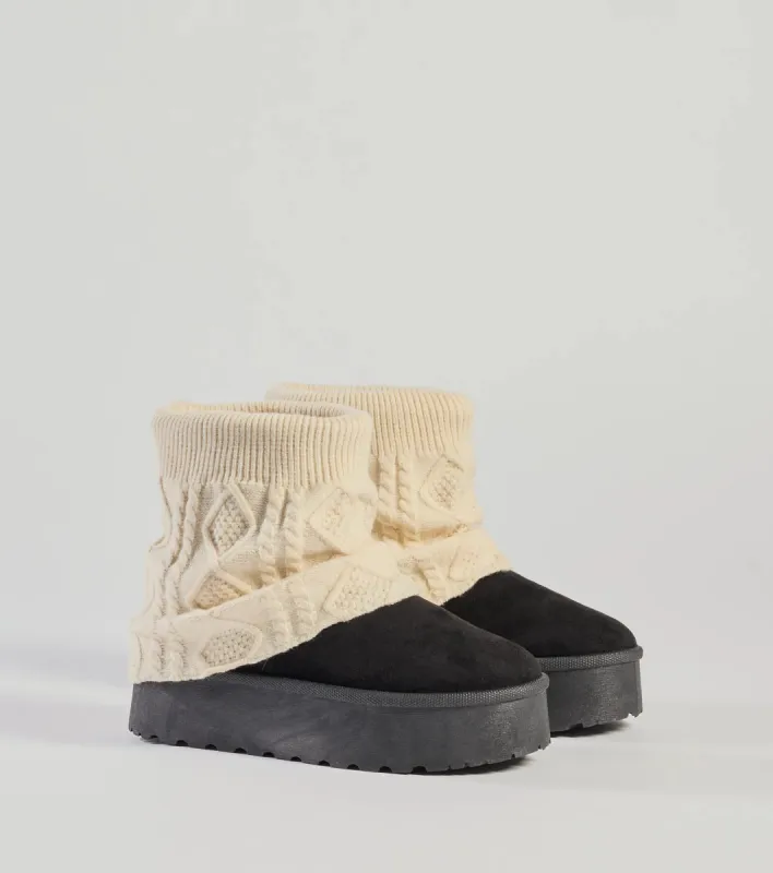 Cozy Vibes Cable Knit Platform Slippers sold by Windsor