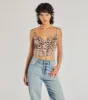 Ever Fierce Leopard Print Satin Corset sold by Windsor