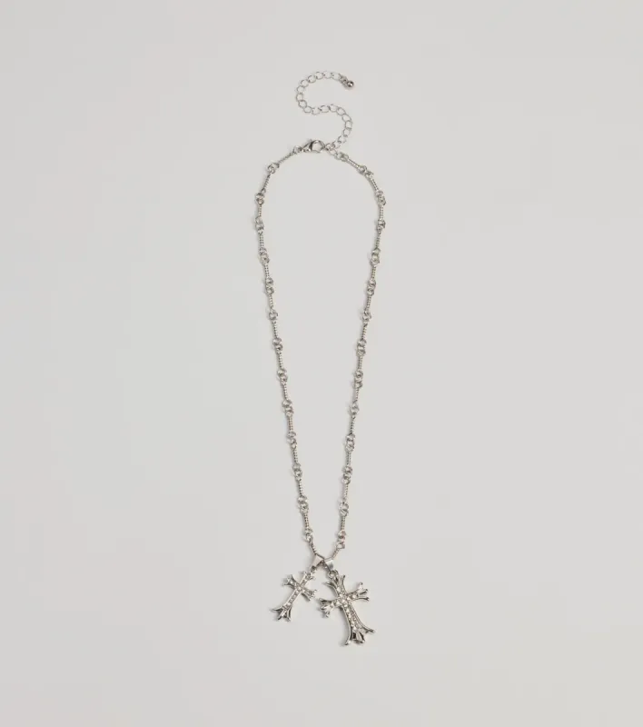Graceful Radiance Rhinestone Cross Pendant Necklace sold by Windsor