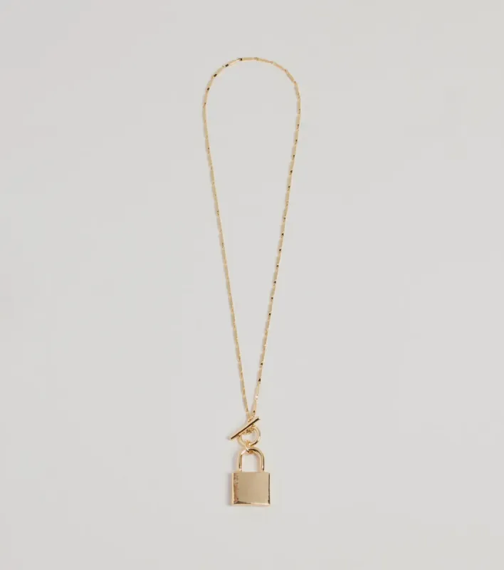 Glam Secret Lock Pendant Charm Necklace sold by Windsor