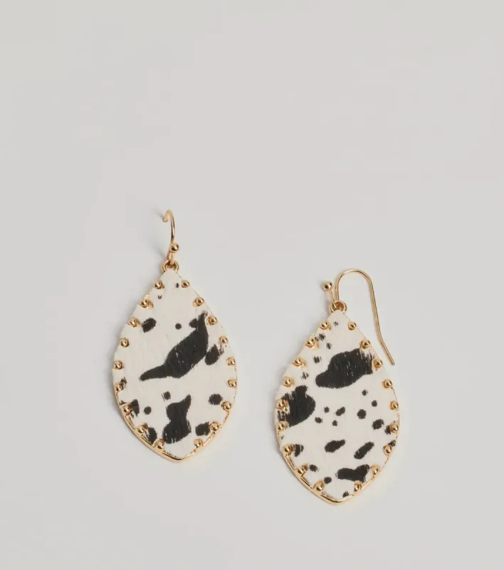 Country Chic Cow Print Teardrop Earrings sold by Windsor