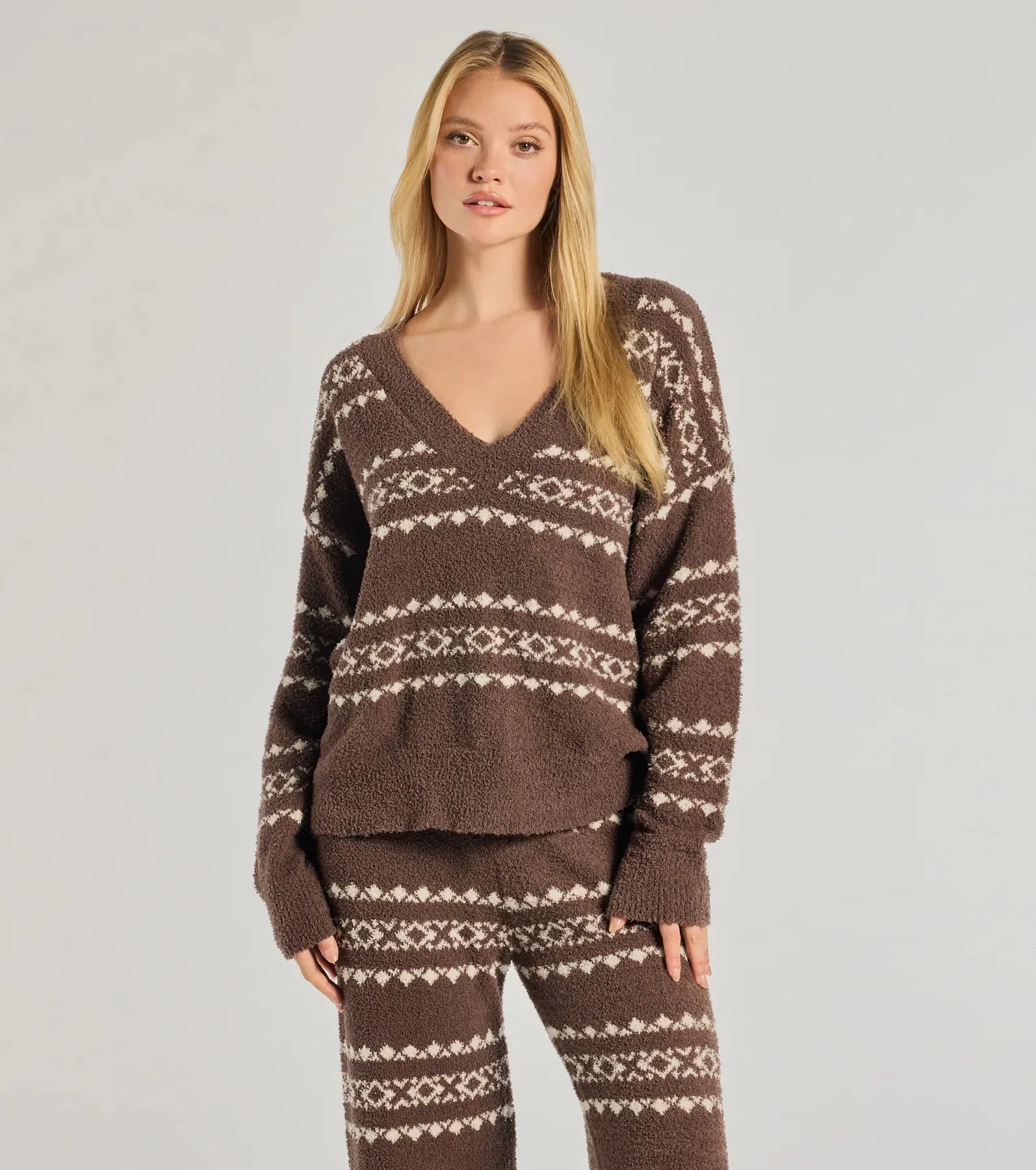 Cozy Wonderland Fair Isle Chenille Knit Pajama Top sold by Windsor