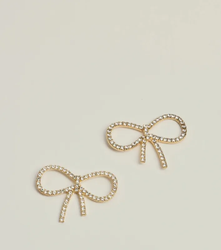 Delicate Glam Rhinestone Bow Earrings sold by Windsor