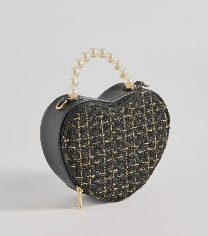 Fab Icon Houndstooth Tweed Heart Bag sold by Windsor