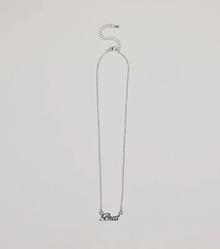 Brat Script Dainty Chain Necklace sold by Windsor